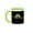 Green/White, variant on 3drose, Trendy Illustration of Two Birds on a Tree Brach Black Background, 11oz Two-tone Yellow Mug