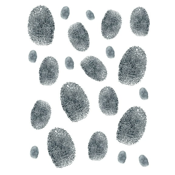 Beistle 54242 22-Piece Fingerprint Wall Clings-1 Sheet, 12 by 17-Inch, Black/White