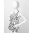thumbnail image 4 of Yartina Girls Sparkly Sequined Tiered Halter Dance Dress Backless Leotard Tutu Skirt Silver 8, 4 of 7