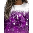 thumbnail image 3 of DYMADE Women Plus Sise Winter Christmas Snow Flower Print Loose Long Sleeve Crew Neck Top, 3 of 4