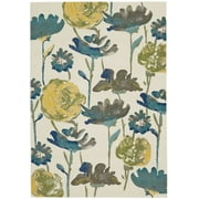 Omari Contemporary Floral Rug, Moss Green/Teal Blue, 8ft x 11ft Area Rug