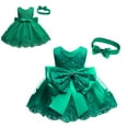 thumbnail image 2 of ZHUASHUM flower girl dresses Baby Girls Lace Bowknot Wedding Formal Tutu Dress+Headband Set Clothes teen dresses Green,Size:12-18 Months, 2 of 4