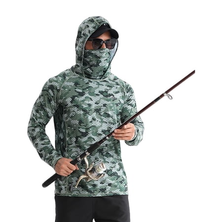 Youthyao Sun Protections Angling Shirt Long Sleeve Mens Fishing Shirt Quick Dry Breathable Hooded Fish Clothing