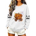 thumbnail image 2 of Women's Fall Clothes Sweatshirt Halloween Graphic Pullover Tops Crewneck Long Sleeve Casual Shirts Vintage Pumpkin Print Outerwear for Festival Party, 2 of 7