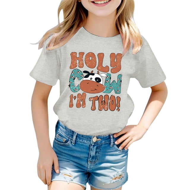 JTieacloth T-Shirt Décontracté à Manches Courtes et Col Rond pour Enfants, Tailles 12-13 Ans