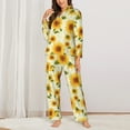 thumbnail image 2 of Pajamas for Women Sets, European-style Pattern Sunflower Lounge Sets Long Sleeve Button Down Night Shirts Sleepwear Pjs, 2 of 6