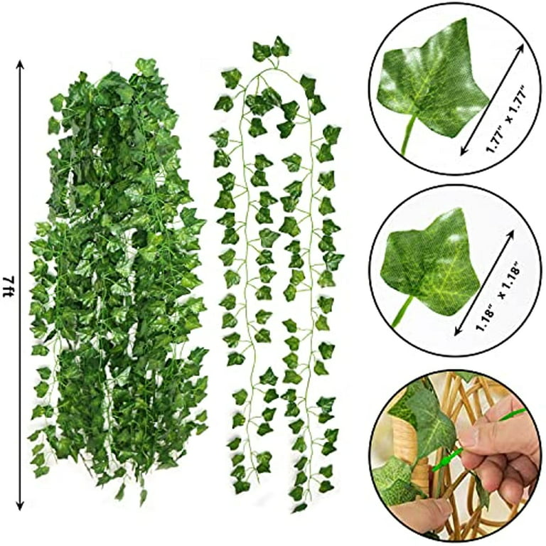 Zoanto Artificial Green ivy Garland, Fake Vines Leaf Garland UV Resistant  Green Leaves Fake Plants Hanging