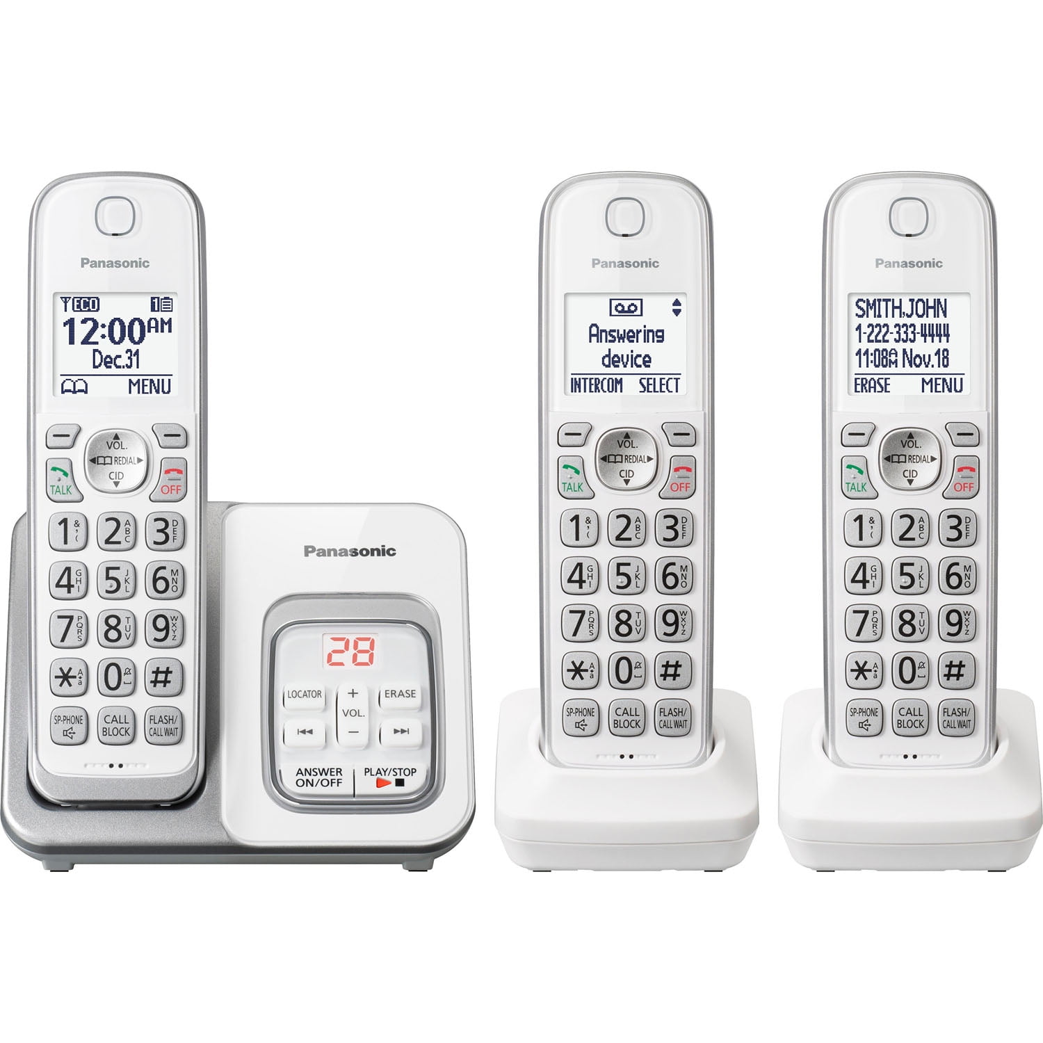 Panasonic DECT 6.0 Expandable Cordless Phone w/ Call Block and 3 Handsets 