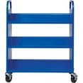 thumbnail image 3 of Lorell Double-sided Book Cart 6 Shelf - Round Handle - 5" Caster Size - Steel - x 38" Width x 18" Depth x 46.3" Height - Blue - 1 Each, 3 of 7