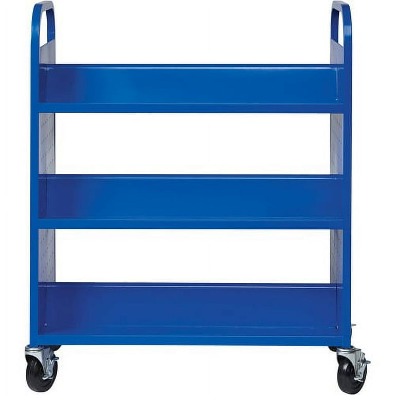 Lorell Double-sided Book Cart - 6 Shelf - Round Handle - 5 Lorell Double-sided Book Cart - 6 Shelf - Round Handle - 5