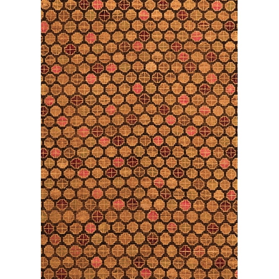 Ahgly Company Indoor Rectangle Abstract Orange Modern Area Rugs, 6' x 9'