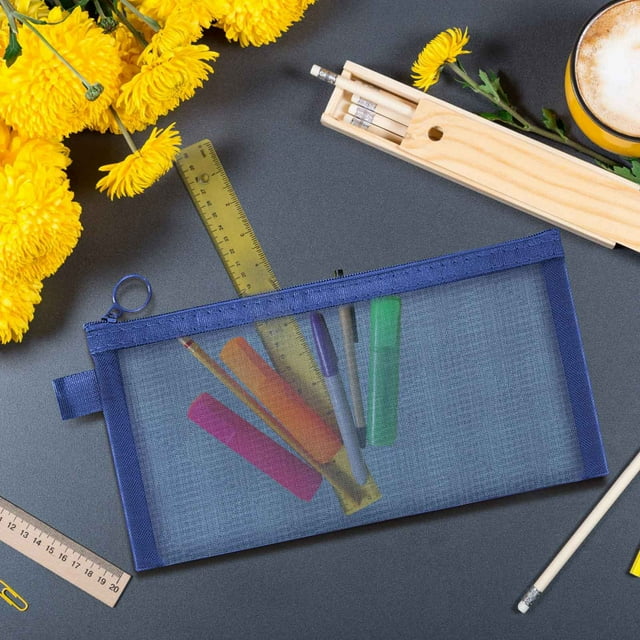LSLJS Trousse à Crayons avec Fermeture Éclair Sacs à Crayons avec Filet Rétro Sac de Rangement Transparent Trousse à Crayons pour Organiser Fournitures Scolaires et de Bureau