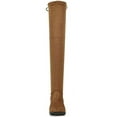 thumbnail image 3 of Forever Link Jalen-H4 Tan OTK High Lace Up Chunky Flat Fitted Taupe Suede Boots (Brown, 6), 3 of 5