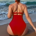 thumbnail image 4 of RUTAYY Women's One Piece Swimsuits V Neck Push Up Solid Color Resort Bodysuits Training Slim Fit Bathing Suit, 4 of 4