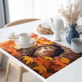 thumbnail image 3 of Thanksgiving Orange Placemats Set of 1 Red Maple Leaves Animal Owl Heat Insulated Linen Place Mats, Washable Stain-Proof Table Mats for Dining Tables Holiday Decor 13x19inch, 3 of 9