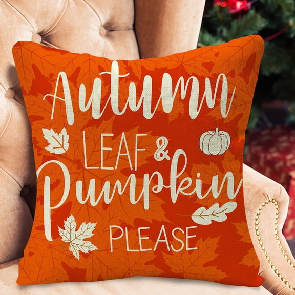 Lssam Fall Pillow Covers 18x18 Inch Farmhouse Autumn Harvest Decorative Throw Pillow Case Set of 1 Thanksgiving Maple Leaves Pumpkin Cotton Linen Sofa Couch Bedroom Porch Outdoor Seasonal Decor