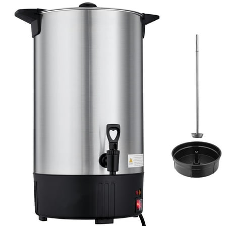 LYYHTY 15L Commercial Coffee Urn 100-Cup Hot Beverage Dispenser Stainless Steel with Dual No-Drip Spout – Ideal for Offices, Events, Restaurants, and Parties