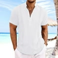 thumbnail image 2 of Men Shirts Casual Short Sleeve Slim Fit Lapel Solid Color Comfortable Breathable Stylish Wear Summer Top Men's Oversized Tee Summer Tops Streetwear, 2 of 5