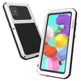 thumbnail image 2 of Dteck Case For Samsung Galaxy A71 4G (6.7 inch),Shockproof Armor Rugged Rubber Metal Aluminum Tempered Glass Screen Protective Hybrid Back Phone Case Cover ,White, 2 of 5