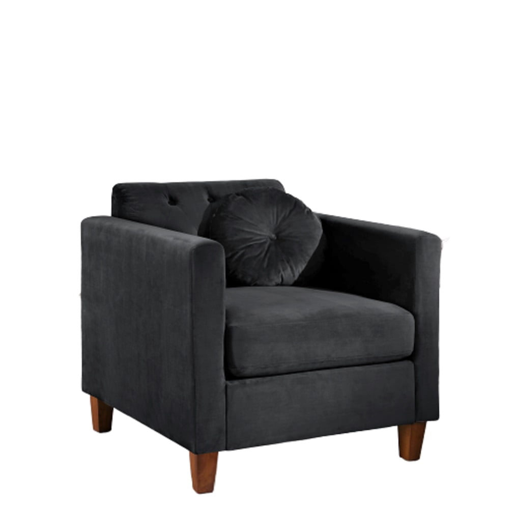 Uspridefurniture Gerame 32'' Wide Tufted Velvet Armchair -Black