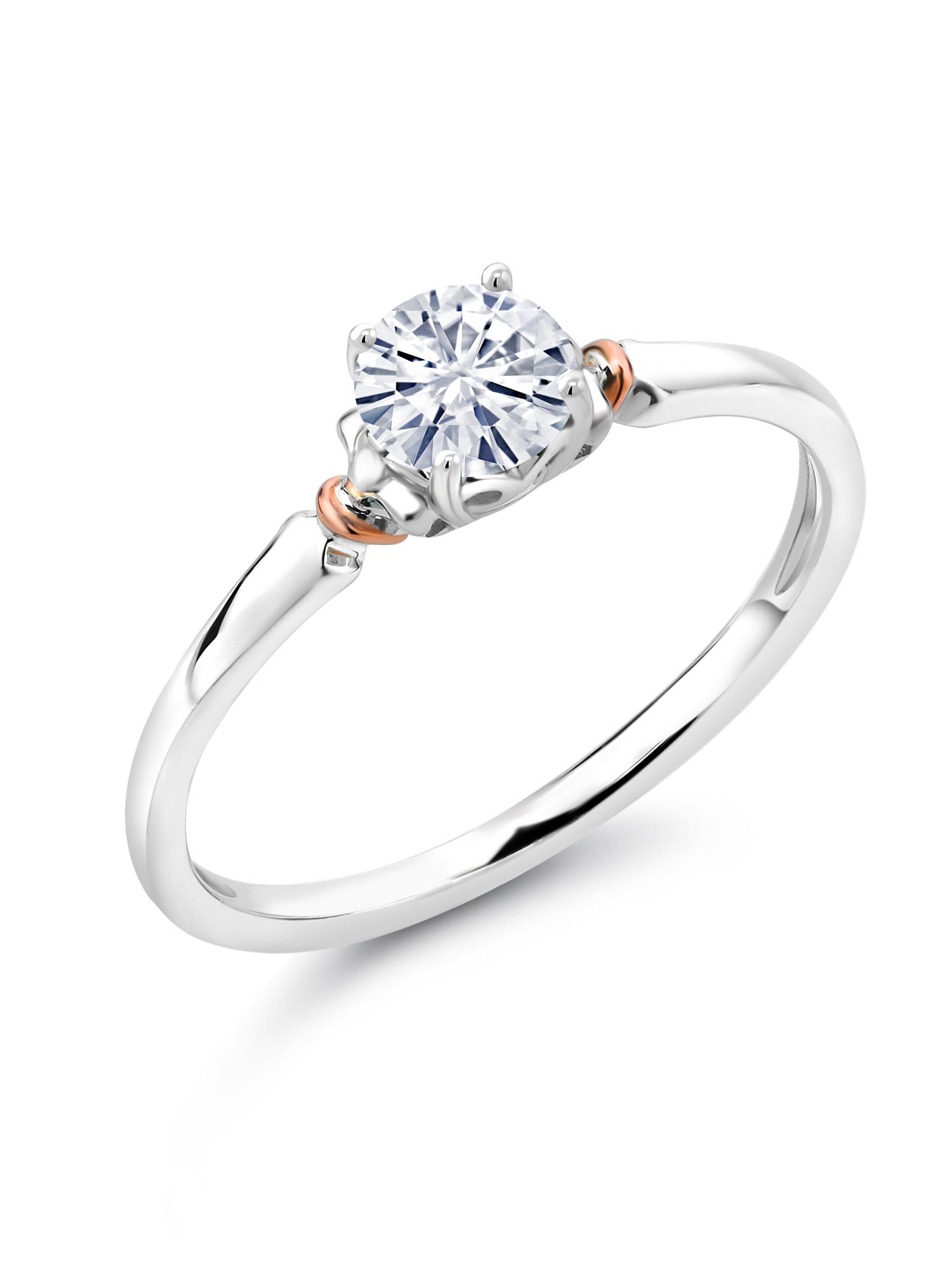 Available 5,6,7,8,9 Gem Stone King 925 Sterling Silver and 10K Rose Gold Ring White Opal with Diamond Accent 0.63 cttw 