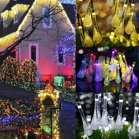 50 Led Solar String Lights Patio Outdoor Decor Crystal Fairy Water 50 Led Solar String Lights Patio Outdoor Decor Crystal Fairy Water Drop Lamp Light For Garden Bedroom Christmas Party Wedding Decorative Plug
