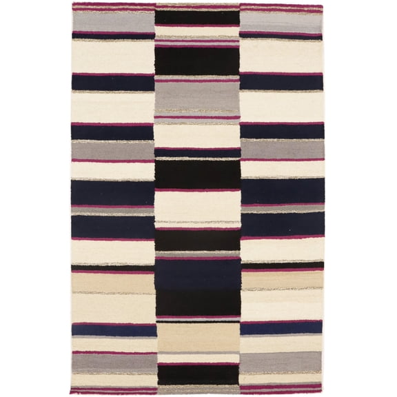 Multicolored Stripes 5X8 Hand-Tufted Modern Rug