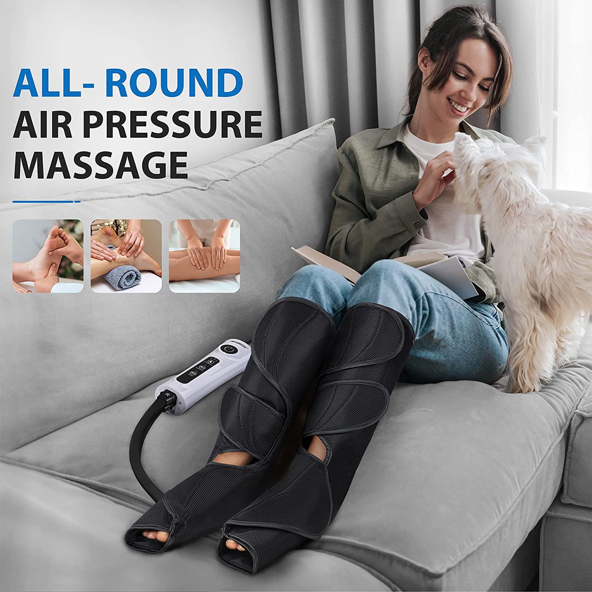 CINCOM Rechargeable Leg Massager for Circulation, Wireless Air Leg Compression Massager, Calf Massager for Leg Pain Relief,Circulation, and Muscles