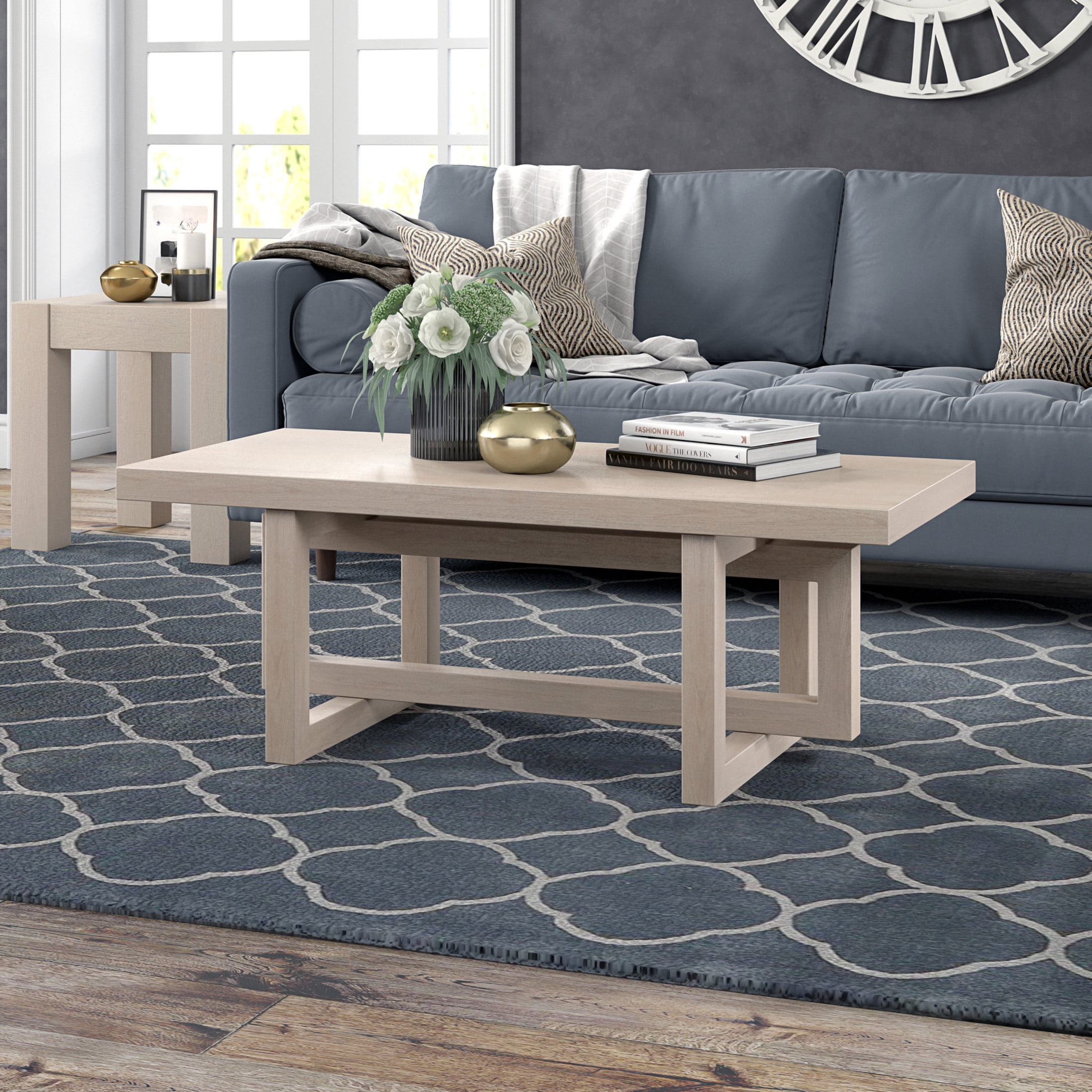 Evelyn&Zoe Modern/Contemporary 47" Wide Alder White Coffee Table