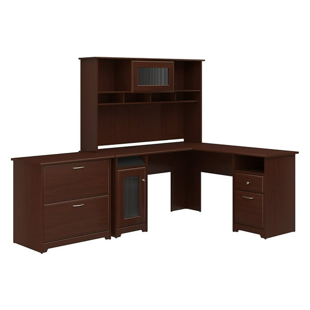 Bush Furniture Cabot L Shaped Desk w/Hutch and Lateral File Cabinet ...