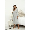 thumbnail image 5 of HEARTNICE Womens Robe, Lightweight 3/4 Sleeve Knit Spa Bathrobe Soft Kimono Long Loungewear,(Grey mel.XL), 5 of 6