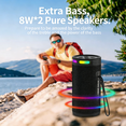 thumbnail image 5 of S278 Portable IPX6 Waterproof Bluetooth 5.0 Speaker, Dual Driver Deep Bass, Hi-Fi High Volume, Fast Stable Connection, Long-Lasting Battery, Ideal for Car, Outdoor, Camping & Hiking, 5 of 9