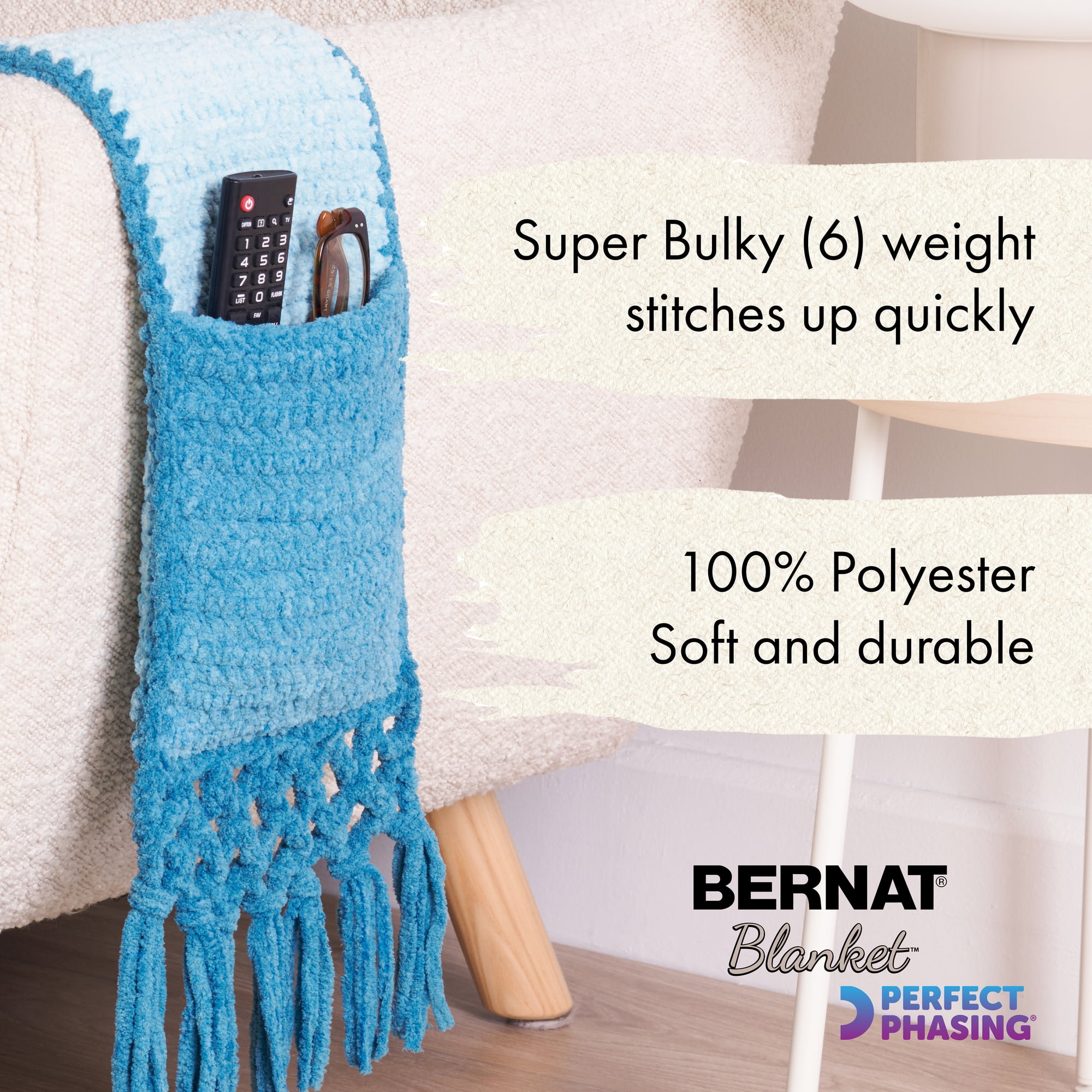 Bernat® Blanket Perfect Phasing™ #6 Super Bulky Polyester Yarn, Dark Orchid 10.5oz/300g 220 Yd