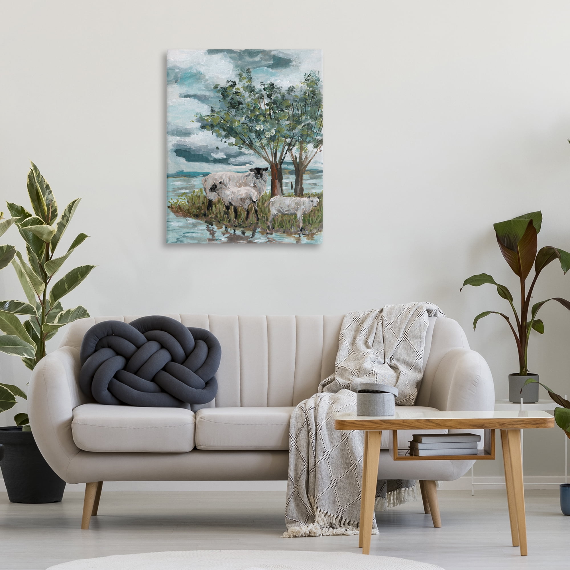 Stupell Industries Traditional Sheep Scene Landscape Painting Gallery Wrapped Canvas Art Print Wall Art, 30 x 40