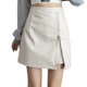 thumbnail image 1 of Gibobby faldas aesthetic Falda corta de color para mujer, falda a la cadera, falda de cuero ajustada, minifalda con abertura(Beige, XL), 1 of 5