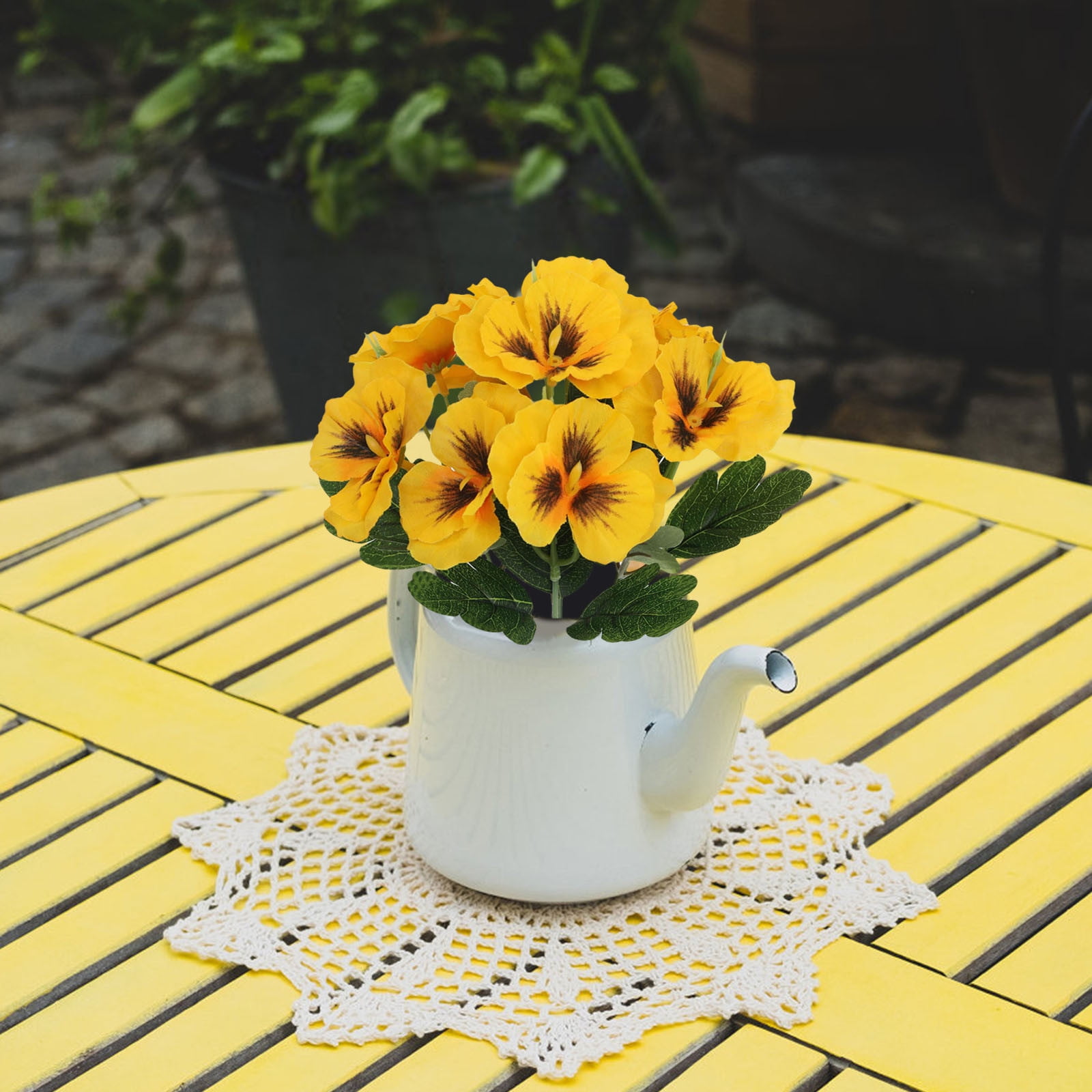 12 Bundles Outdoor Artificial Flowers, UV-Resistant Artificial Pansies, Outdoor Silk Flowers for Garden, Planter, Patio, Porch, and Indoor Home Decor