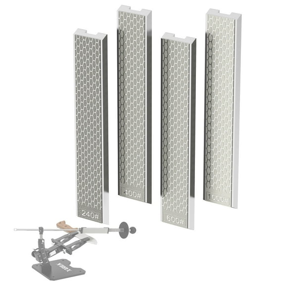 4 PCS Diamond Knife Sharpening Stones Set with Aluminum Base 6.2×0.9", Diamond Plates Kit for XARILK type Sharpeners System, 240# 400# 600# 1000# Grit