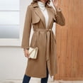 thumbnail image 2 of Niaviben Suede Jacket Women's Long Trench Coat Lapel Coat Womens Jackets Dressy Casual Women's Jacket Women Lightweight Jacket Women's Trench Coats Khaki M, 2 of 8