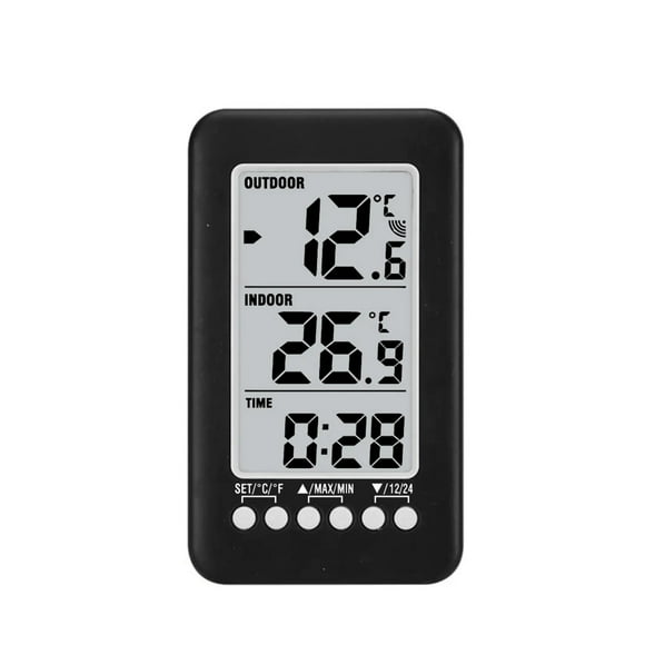 Digital Thermometer Meter With Clock Function Outdoor Indoor LCD Wireless Temperature Electronic Thermometers Weather Station ,Crystal Clear Screen