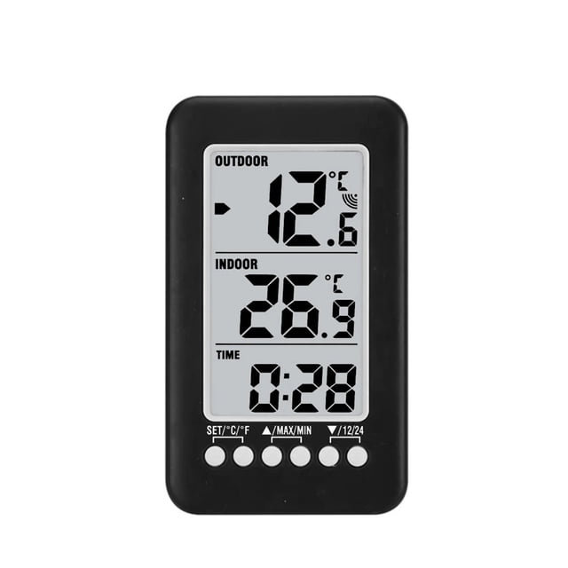 Digital Thermometer Meter With Clock Function Outdoor Indoor LCD Wireless Temperature Electronic Thermometers Weather Station ,Crystal Clear Screen