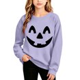 thumbnail image 2 of fnnxnal Hall-oween Sweatshirt for Girls, Purple Pumpkin Face Crewneck Pullover Long Sleeve Top, Kids 2-13 Years Fall Outfit.,Size 9-10 T, 2 of 8