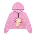 thumbnail image 5 of Xixirimido Pink Axolotl Stars Pattern Girls Half Zip Sweatshirt Long Sleeve Pullover Crop Tops Kids Lightweight Hoodie Fashion Winter Clothes, Size 7-8, 5 of 7