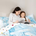 thumbnail image 4 of Manfei Marble Texture Twin Comforter Sets,Golden Blue Alphabet Print D Bedding Set,Polkadot Reversible,2-Piece,1 Comforter and 1 Pillowcase, 4 of 7