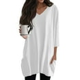 thumbnail image 2 of Endives Women's Long Sleeve T-shirt Tunics Summer V Neck Tshirts With Pockets Long Blouses Casual T shirt, 2 of 7
