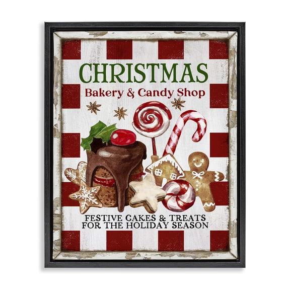 Stupell Industries Traditional Christmas Bakery & Candy Black Floating Frame Canvas Art, 17 x 21, by Creatif Belle