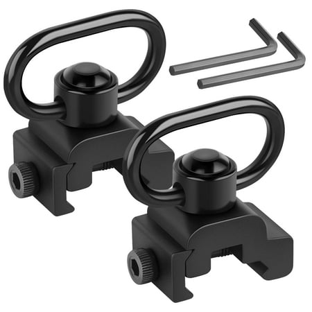 EZshoot Sling Swivel  Picatinny Mount 2PCS  360° Rotation Rail Sling Attachment  Sling Swivel with Low Profile Rail Sling Mount and Push Button for 2 Point Sling
