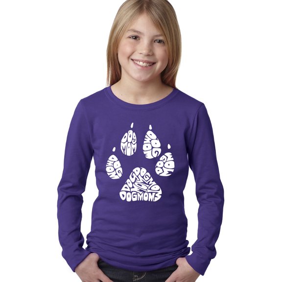 LA Pop Art Girl's Word Art Long Sleeve - Dog Mom