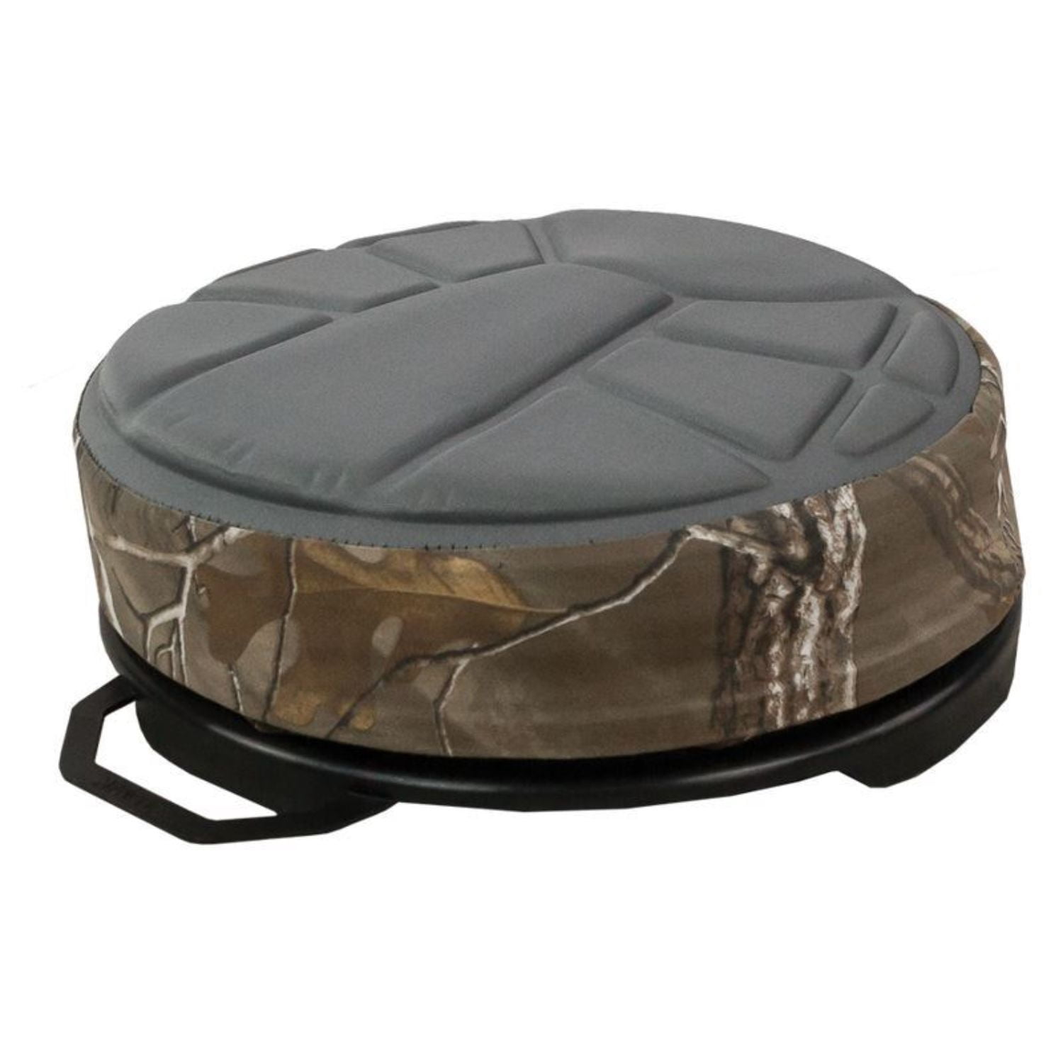 Hawk Memory Foam Bucket Top Seat - Silent Lightweight Comfortable Swiveling Portable Camo Chair for Camping, Hunting, Fishing | Easily Mounts to 2.5-7 Gallons Bucket