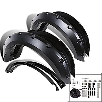 CHEDA 6-Piece Pocket Rivet Style Fender Flares For 2009-2014 Ford F-150 Styleside - Black Polypropylene