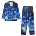 thumbnail image 3 of Kuiaobaty Van Gogh Starry Night Women's Pajama Set Long Sleeve Sleepwear Button Down Tops with Pants with Pockets Casual Loungewear Sets Holiday Nightgown, 3XL, 3 of 7